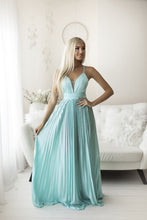 Load image into Gallery viewer, SENAT PLEATED DRESS TURQUOISE 66001-2