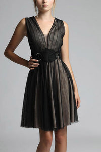 SOKY SOKA  DRESS BLACK-NUDE 600017-1