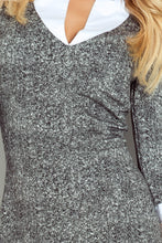 Load image into Gallery viewer, Numoco Dress with a square collar - pepper and salt 110-2