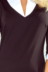Numoco Dress with a square collar - black 110-4