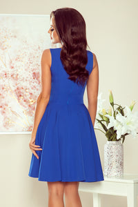 Numoco 114-12 Flared dress - heart-shaped neckline - Royal blue