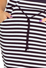 Load image into Gallery viewer, Skirt with pockets and drawstring - striped white-black 127-3