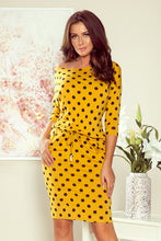 Load image into Gallery viewer, Numoco 13-106 Sports dress with binding and pockets - mustard color + polka dots
