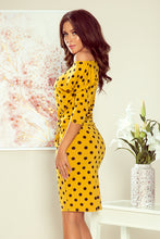 Load image into Gallery viewer, Numoco 13-106 Sports dress with binding and pockets - mustard color + polka dots
