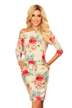 Load image into Gallery viewer, Numoco 13-121 Sports dress with pockets - beige linen + red flowers