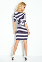Load image into Gallery viewer, Sporty dress - Blue stripes 2x2cm 13-46