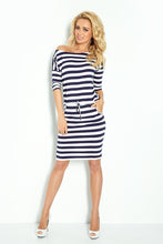 Load image into Gallery viewer, Sporty dress - Blue stripes 2x2cm 13-46