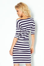 Load image into Gallery viewer, Sporty dress - Blue stripes 2x2cm 13-46