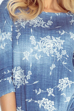 Load image into Gallery viewer, Sporty dress - viscose - Blue jeans - flowers 13-56