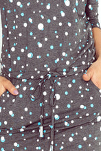 Load image into Gallery viewer, Sporty dress - Graphite + blue and white circles 13-61
