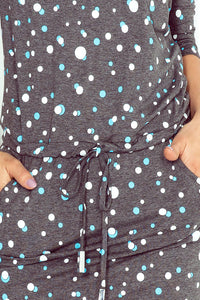 Sporty dress - Graphite + blue and white circles 13-61
