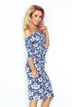 Load image into Gallery viewer, Sporty dress - viscose - BLUE jeans - flowers 13-62