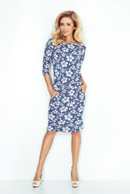 Load image into Gallery viewer, Sporty dress - viscose - BLUE jeans - flowers 13-62