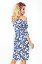 Load image into Gallery viewer, Sporty dress - viscose - BLUE jeans - flowers 13-62