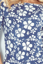Load image into Gallery viewer, Sporty dress - viscose - BLUE jeans - flowers 13-62