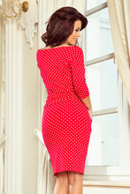 Load image into Gallery viewer, 13-98 Sports dress with binding and pockets - red + polka dots