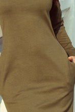 Load image into Gallery viewer, 131-8 Dress with large turtleneck and pockets - khaki color