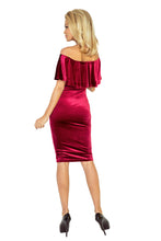 Load image into Gallery viewer, Dress with frill - velvet - Burgundy 138-3