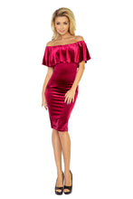 Load image into Gallery viewer, Dress with frill - velvet - Burgundy 138-3