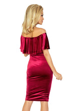 Load image into Gallery viewer, Dress with frill - velvet - Burgundy 138-3