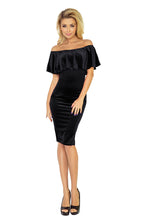 Load image into Gallery viewer, Dress with frill - velvet - black 138-4