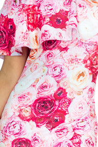 Dress with frill - Pink roses 138-6