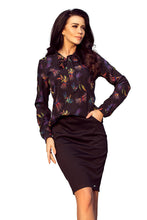 Cargar imagen en el visor de la galería, 140-10 Blouse with bond - dark blue + colorful dragonflies