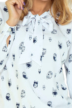 Load image into Gallery viewer, Blouse with bond - white - owls 140-2