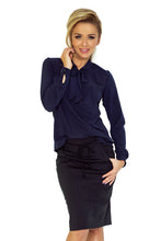 Load image into Gallery viewer, Blouse with bond - navy blue 140-4
