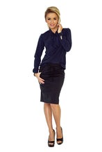 Load image into Gallery viewer, Blouse with bond - navy blue 140-4