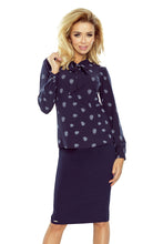 Load image into Gallery viewer, 140-6 Blouse with bond - dark blue + flowers
