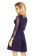 Load image into Gallery viewer, Dress with sleeves of tulle - navy blue 141-1
