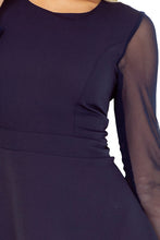 Load image into Gallery viewer, Dress with sleeves of tulle - navy blue 141-1