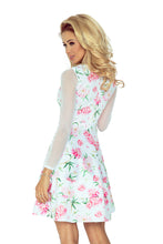 Load image into Gallery viewer, Dress with sleeves of tulle - White + pink flowers 141-5