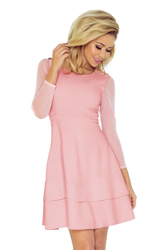 Dress with sleeves of tulle - light pink 141-7