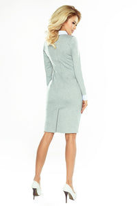 143-4 Dress with a white collar - gray
