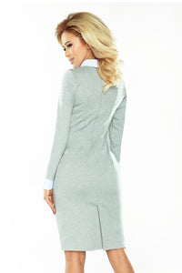 143-4 Dress with a white collar - gray