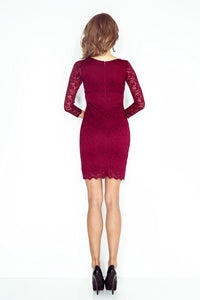 Dress with lace - navy red 145-2