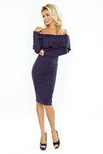 Load image into Gallery viewer, Dress with frill - Long Sleeve - Navy Blue 156-1