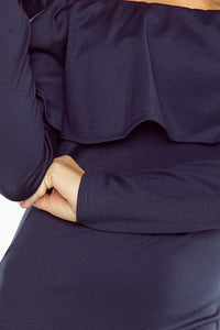 Dress with frill - Long Sleeve - Navy Blue 156-1