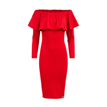 Load image into Gallery viewer, Dress with frill - Long Sleeve - red 156-2