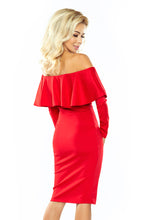 Load image into Gallery viewer, Dress with frill - Long Sleeve - red 156-2