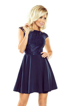 Load image into Gallery viewer, Dress MARTA with lace - navy blue 157-1