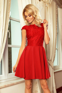 157-8 Dress MARTA with lace - red