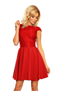 157-8 Dress MARTA with lace - red