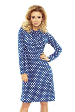 Load image into Gallery viewer, OLA trapezoidal dress with a binding at the neck - polka dots 158-1