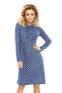 OLA trapezoidal dress with a binding at the neck - polka dots 158-1