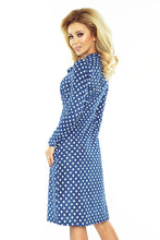 Load image into Gallery viewer, OLA trapezoidal dress with a binding at the neck - polka dots 158-1