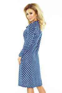 OLA trapezoidal dress with a binding at the neck - polka dots 158-1