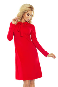 OLA trapezoidal dress with a binding at the neck - red 158-2